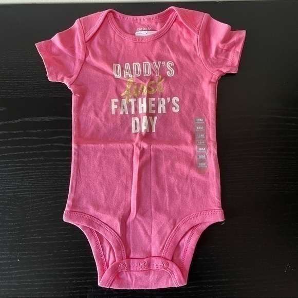 Carter’s Father’s Day Pink Gold Onesie 18 months - Picture 3 of 9